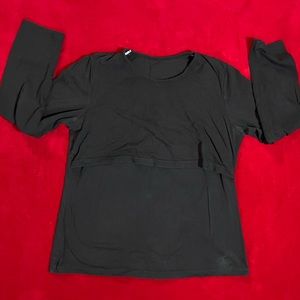 Unbranded Women's Long Sleeve Pullover Breastfeeding Friendly Black Top Sz: S/M